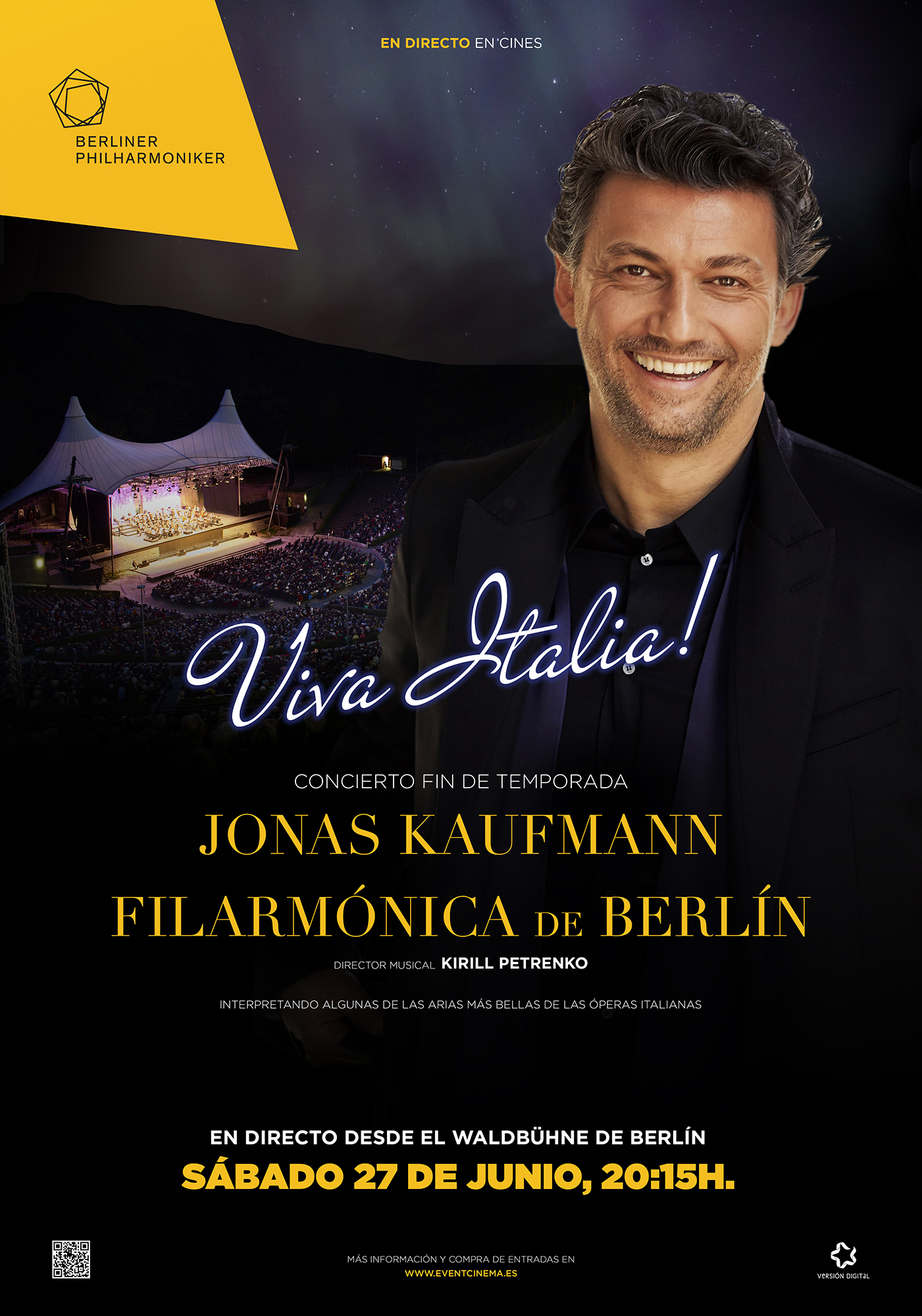 Ópera LIVE. Viva Italia!<br>FILARMÓNICA DE BERLÍN & JONAS KAUFMANN